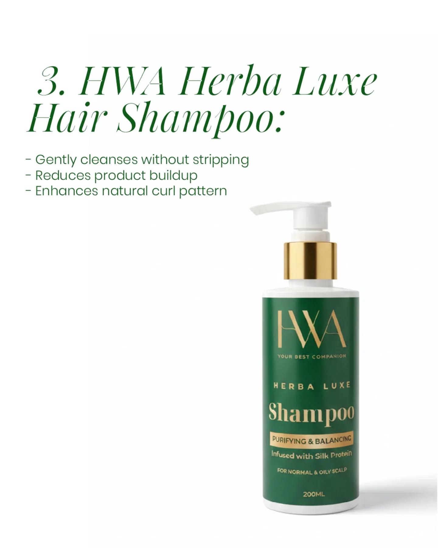 HWA Herba Luxe Shampoo — original product photograph and label